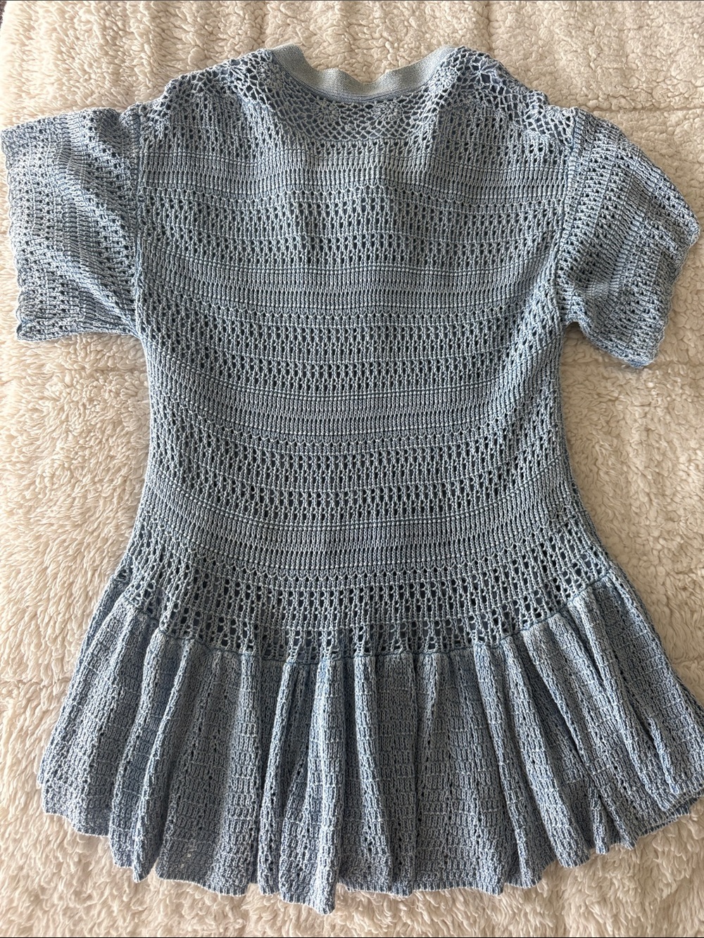 Free People Light Blue Crochet Knit Peplum Dress 🩵